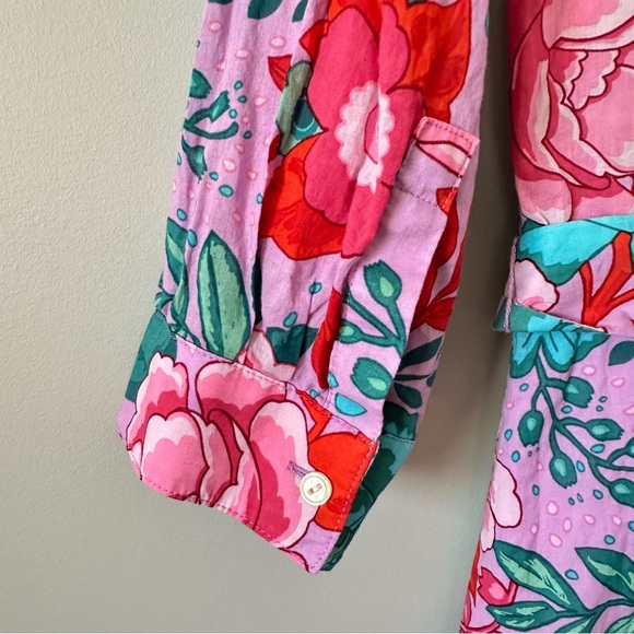 Talbots Petite Midi Shirtdress Button Front Floral Print 100% Cotton Size 8P - Picture 10 of 11